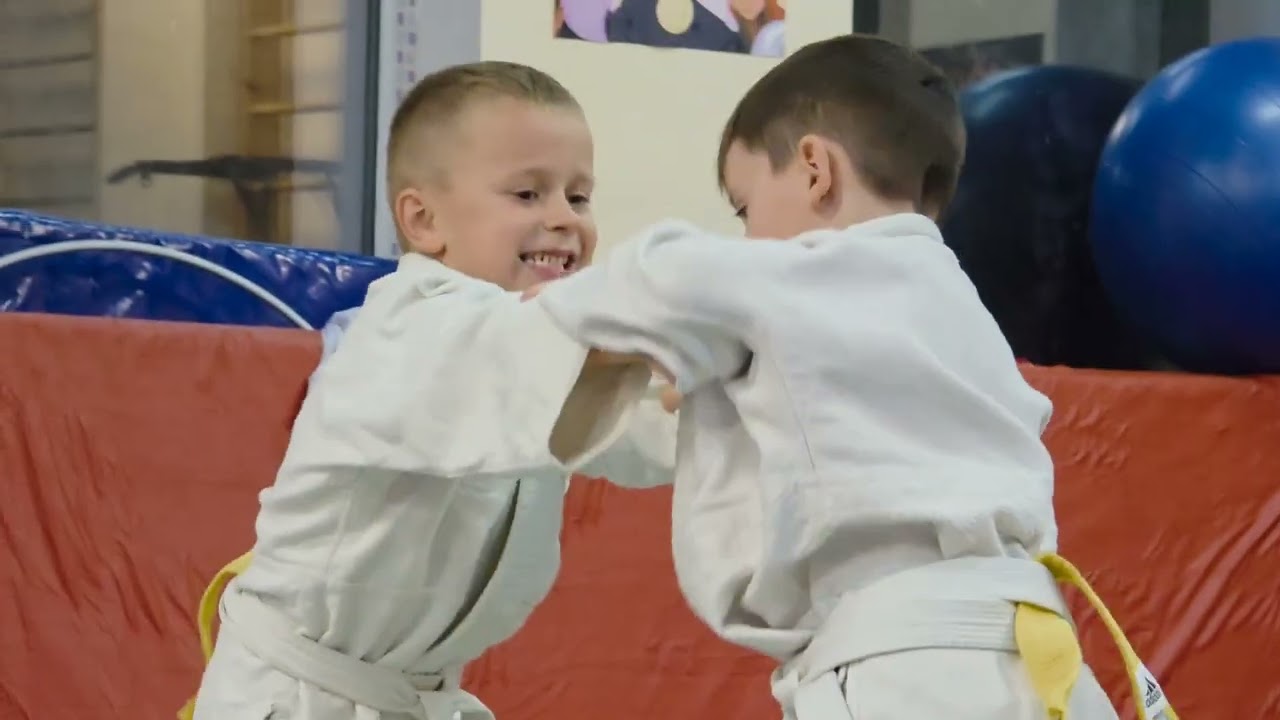 Training judo kids.