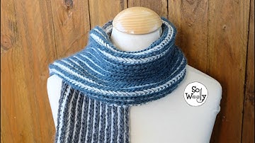 How to knit and bind off the Two-Color Brioche stitch + Scarf pattern - So Woolly