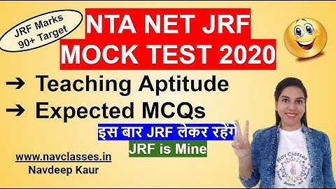 NTA NET JRF MOCK TEST 2020- 12 Teaching Aptitude- Expected MCQs  by Navdeep Kaur