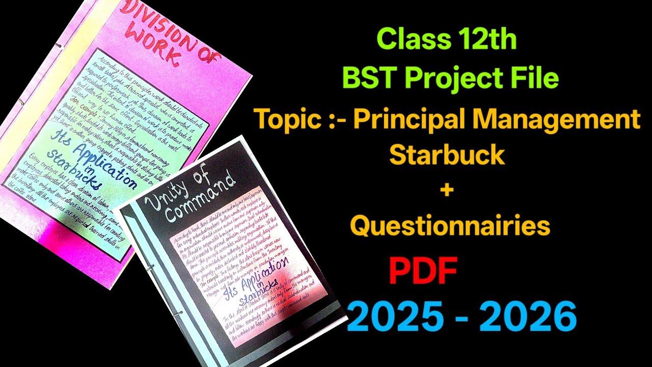 Class 12 BST Project File 2025-26 | Principles of Management on ...