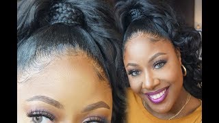 No Glue! No Sew! Easy High Genie Goddess Drawstring Ponytail w Braids | Vanessa Hair