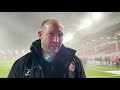 George Skivington reacts to Gloucester Rugby's bonus point win over Bristol