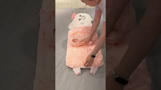 This plush nap blanket I've been using lately is so convenient! It opens to reveal a soft, warm