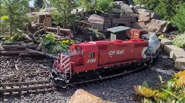 Canadian pacific gp38-2 pulling freight on the railroad