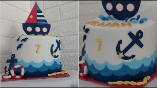 Nautical Theme Birthday Cake design | Fondant Cake Decorating tutorial | Fondant Torte | How to
