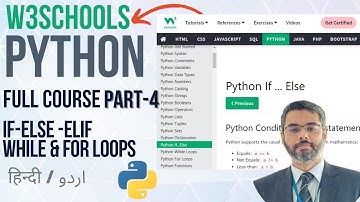 W3Schools Python Full Course in (Hindi/Urdu) | Python IF ELSE ELIF Tutorial for Beginners Part-4