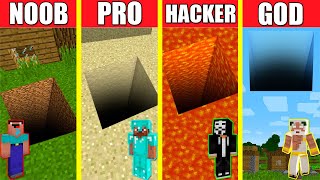 Minecraft Battle: TUNNEL HOUSE BUILD CHALLENGE - NOOB vs PRO vs HACKER vs GOD \/ Animation PIT HOLE