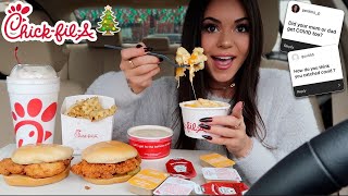 Chick-fil-A MUKBANG! (with Covid Q&A) New HOLIDAY SHAKE YUM