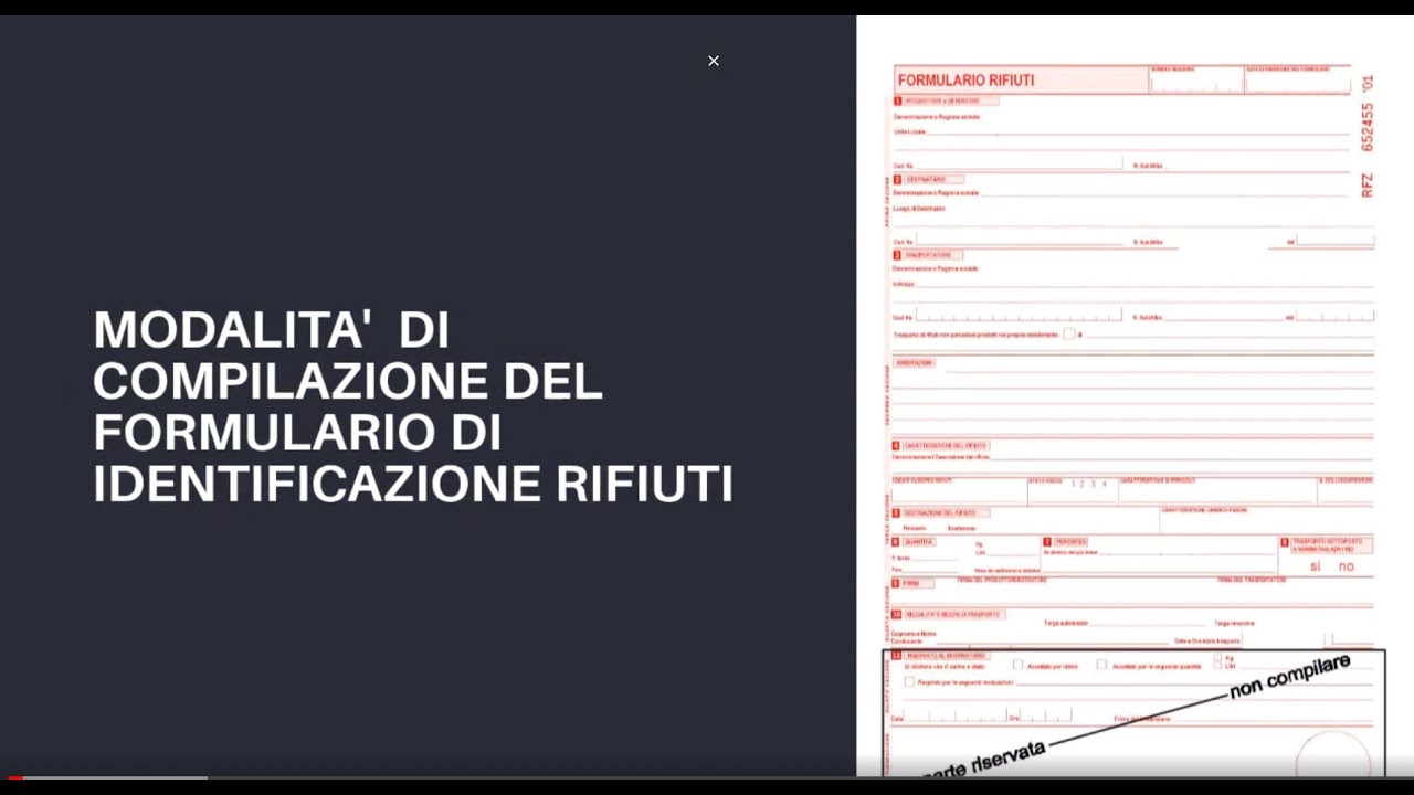 Modalità di compilazione del Formulario di identificazione rifiuti (FIR) 