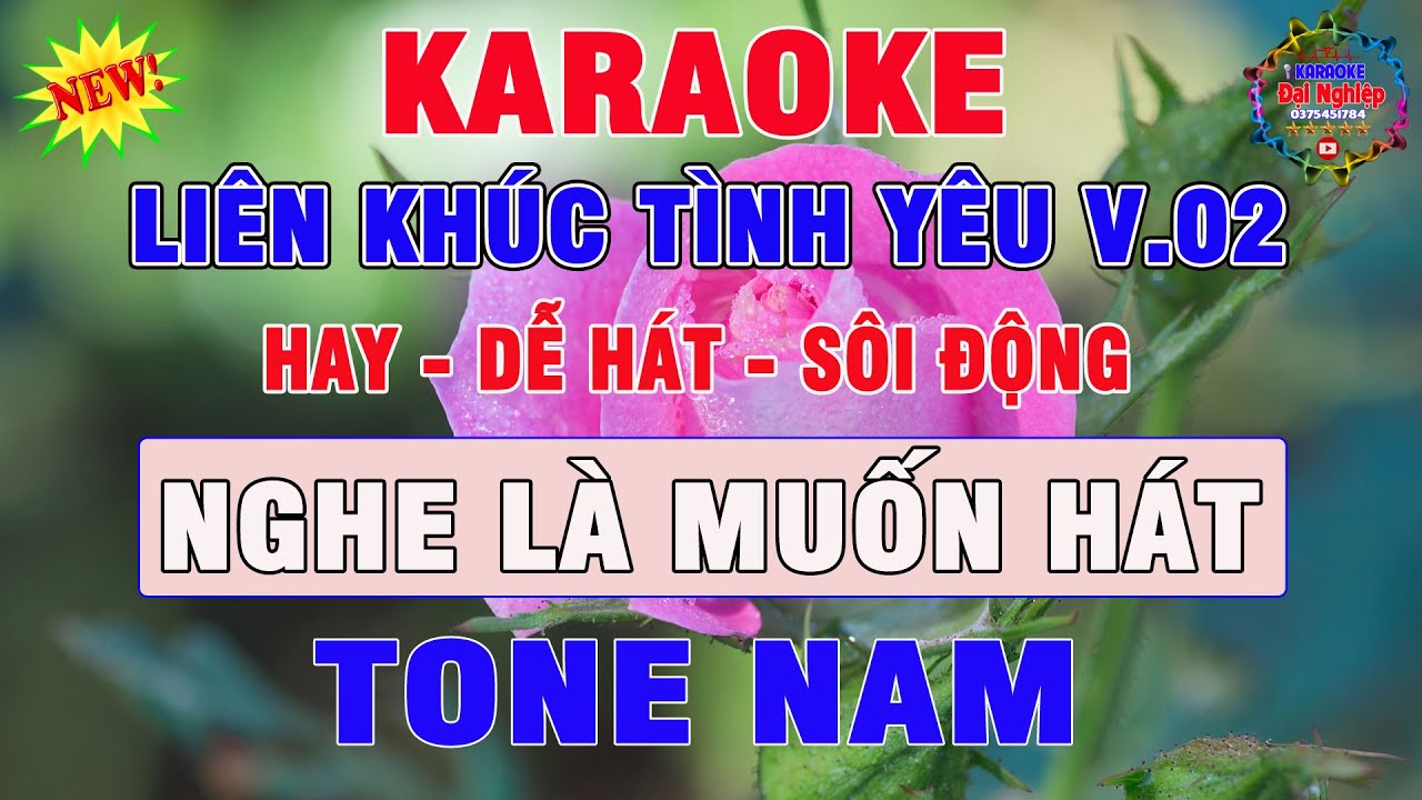 Liên Khúc Tình Yêu Karaoke Tone Nam Vol.02 || Cực Hay, Dễ Hát, Âm Thanh Chất || Karaoke Đại Nghiệp