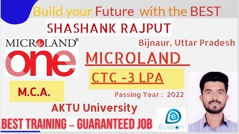 Congrats, Shashank | Selected in MICROLAND | 3 LPA| M.C.A(AKTU University), PoY 2022 | Bijnaur, U.P.