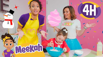 Candy Cane Slime & Sweet Snowmen! 🎄🍬 | 4 HR OF MEEKAH! | Educational Videos for Kids