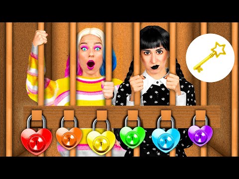 Box Fort Prison Escape with Wednesday Addams | Amazing Hacks and Tricks by Crazy DO