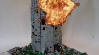 Here is a video showing my Lego catapult and trebuchet in action. The catapult fires about 7 feet and the trebuchet fires about 13 ...