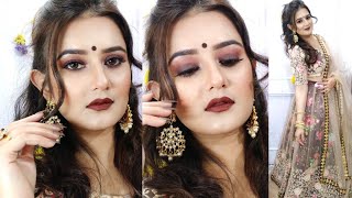 Indian Wedding Guest Makeup Look / Brown Smokey Eye Makeup with Brown Lips / SWATI BHAMBRA