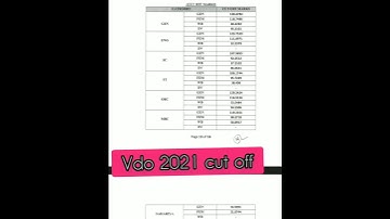 Vdo 2021 cut off | vdo previous year cutoff