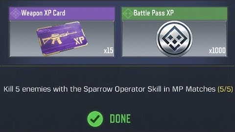 Call Of Duty Mobile Kill 5 enemies with the Sparrow Operator Skill in MP Matches Task Complete