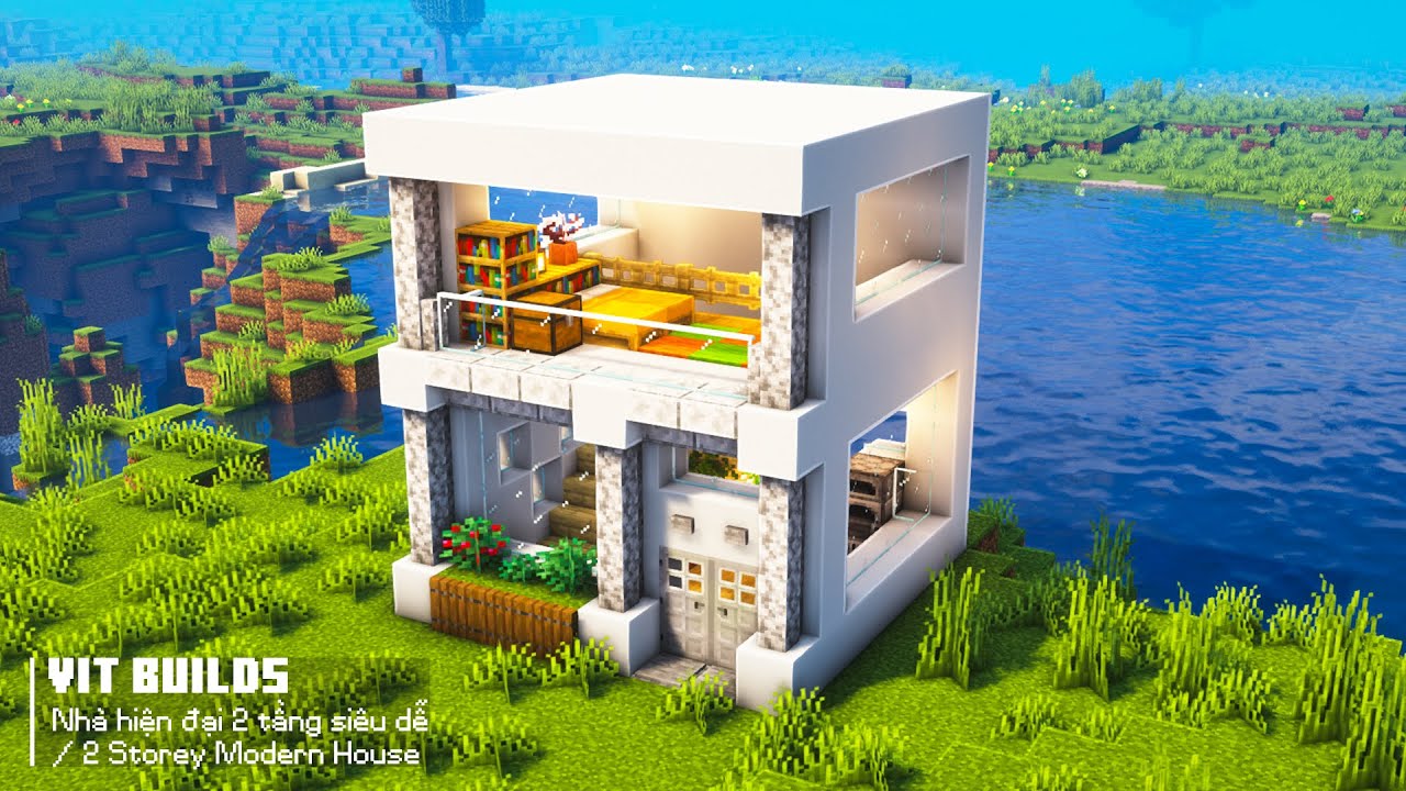 Hướng Dẫn Xây Nhà Hiện Đại 2 Tầng Siêu Dễ Xây - Minecraft 1.20 - YouTube