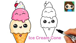 How to Draw an Ice Cream Cone Easy 