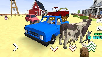 Farming World Simulator - Blocky Farm & Racing | FARM MODE | transport cow Android / Ios Gameplay HD