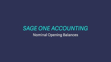 Sage Business Cloud Accounting (formerly Sage One) UK & Ireland - Entering nominal opening balances