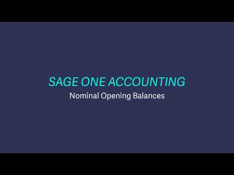 Sage Business Cloud Accounting (formerly Sage One) UK & Ireland - Entering nominal opening balances