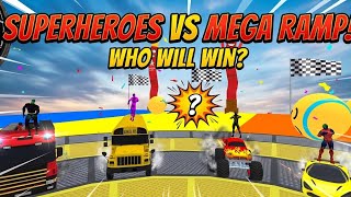 Superhero Car Stunts Mega Ramp Challenge| Superhero VS Mega Ramp