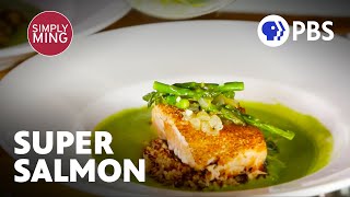 Coriander-Crusted Salmon and Rye Berry Salad with Susan Regis | Simply Ming | Full Episode