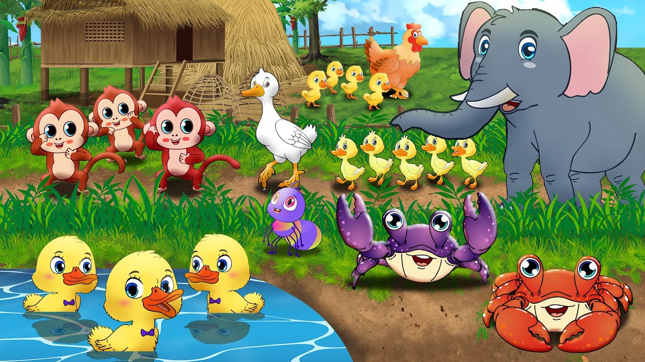 การ์ตูนเด็กเล็ก  หัดร้องเพลง เพลงเป็ด ช้าง เต่า ปู ลิง ไก่ | Mr frog Kids Songs