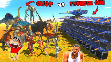 SPIDER THUNDER GUN vs CHOP SHINCHAN and FRANKLIN ALL UNITS in Animal Revolt Battle Simulator