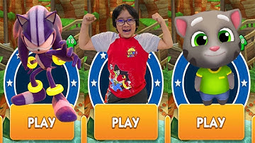 Darkspine Sonic vs Tag with Ryan - Palentologist Ryan vs Talking Tom Gold Run - Mummy Tom Sonic Dash