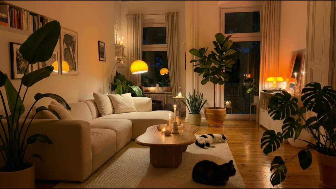 Cozy Home Ambience with Cats & Plants 🐾 | 1 Hour Relaxing Chill Music for Study, Sleep & Relaxation