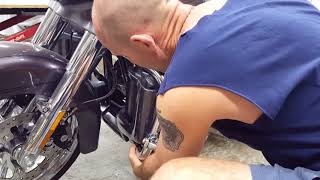 Advanblack lower air dam install on Harley Davidson