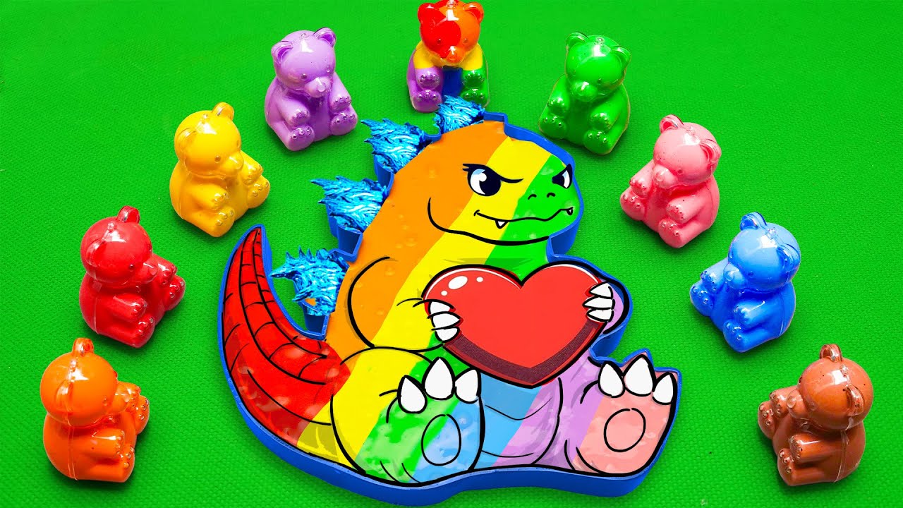 Satisfying ASMR How to Make Rainbow Godzilla Bathtub by Mixing SLIME