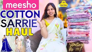 15+ Meesho Cotton Saree Haul ❤️| UNDER 400/-🤩| Printed & Floral Saree💛| Office & College wear|  screenshot 1