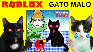 Gato malo en la Navidad de ROBLOX con gatos Luna y Estrella / Videojuego con gatitos