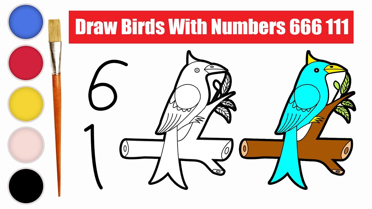 Draw Bird With Numbers 666 111 Easy Tutorial - YouTube