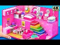 Build Dream Pink Miniature House with Bathroom, Kitchen, Bedroom, Living Room | DIY Miniature House