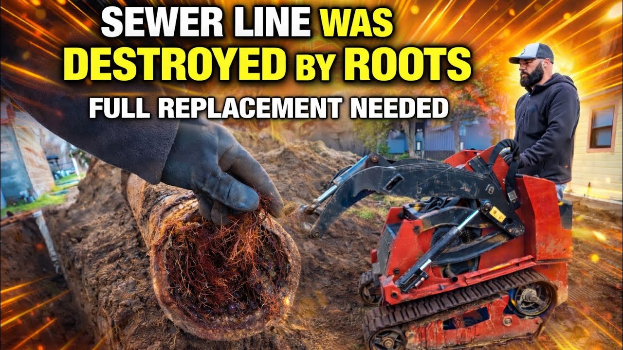 Had to replace the sewer line | Full of roots | One day project 