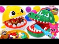 Baby Sharks and Crocodiles brush their Teeth ~ Pinkfong! Defeat the Cavities !! | Pinky PopTOY