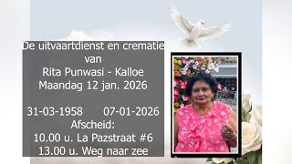 Download Lagu De uitvaartdienst en crematie van Rita Punwasi - Kalloe. Maandag 12 jan. 2026. MP3