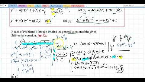 Math 55 Section 3.5(1) Nonhomogeneous Equations Method of Undetermined Coefficients