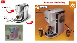 3d Modeling From sketch Product design Modeling photorealistic #creativity Blender coffee Maker