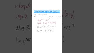 Działania na logarytmach wzory #matematyka #logarithm #matma #edukacja #szkoła #dc #fyp