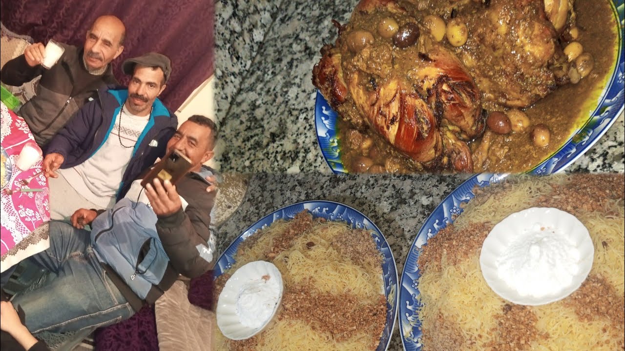 ديما النشاط وداري عامرة بالأحباب ❤️( دجاج محمر بالدغميرة + السفة الشعرية )