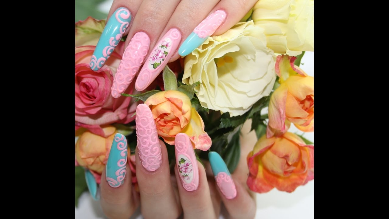 Видео - урок №14 экспресс - роспись: гель - лак, эффект бархата при помощи акриловой пудры