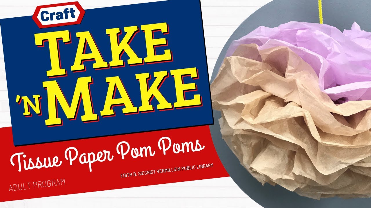 Adult Take N Make Craft Tissue Paper Pom Poms Edith B Siegrist Vermillion Public Library