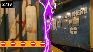 (Old Cab Car) (Taped Off Door On 2733) GO 1633 - 256 With 649 Departing Union 
