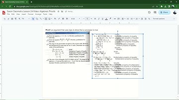 Saxon Geometry Lesson 24 Video 2: Algebraic Proofs