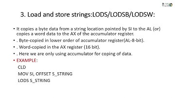 String instructions in 8086 Microprocessor